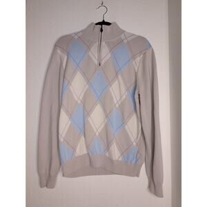 Brooks Brothers Men's Argyle Sweater 1/4 Zip Supima Cotton L